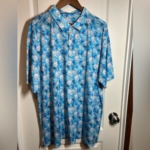 Blue Hawaiian Floral Men's Shirt - Size 3X - EUC